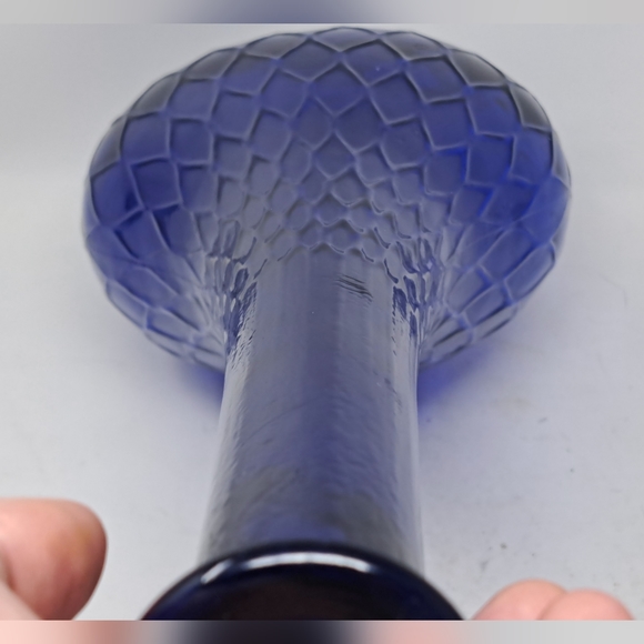 Vintage Empoli? Cobalt Blue Genie Bottle With Fish Net Pattern - Picture 6 of 8